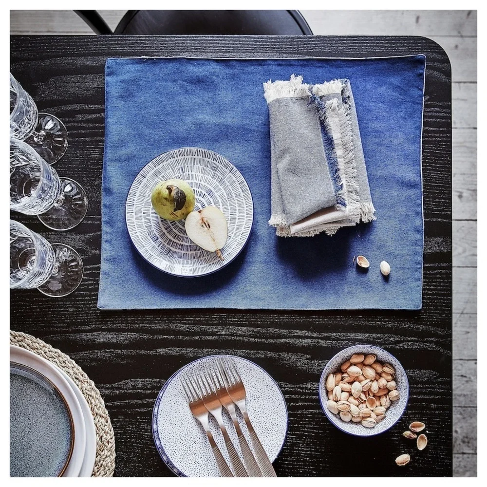 IKEA ENTUSIASM Patterned Blue Bowls, Set of 8, 4 ½” Diameter asian